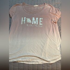Maurices Pink and Cream Short Sleeve Tee